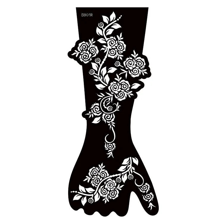 Set of geometric hollow template tattoo stickers showing 3D paper carving detail on sample designs.
