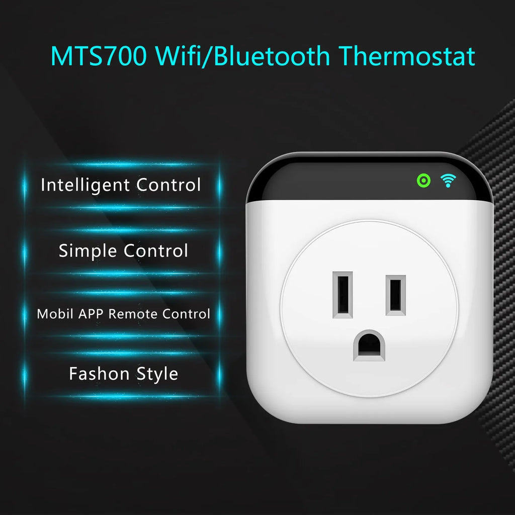 White Tuya Wi-Fi smart temperature control switch socket with US plug and temperature sensor probe