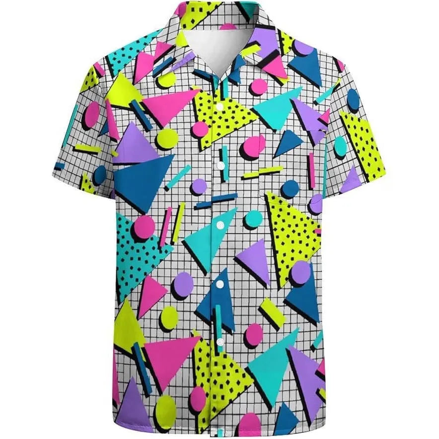 Men's short sleeve camouflage shirt in slim fit and cardigan style on a hanger