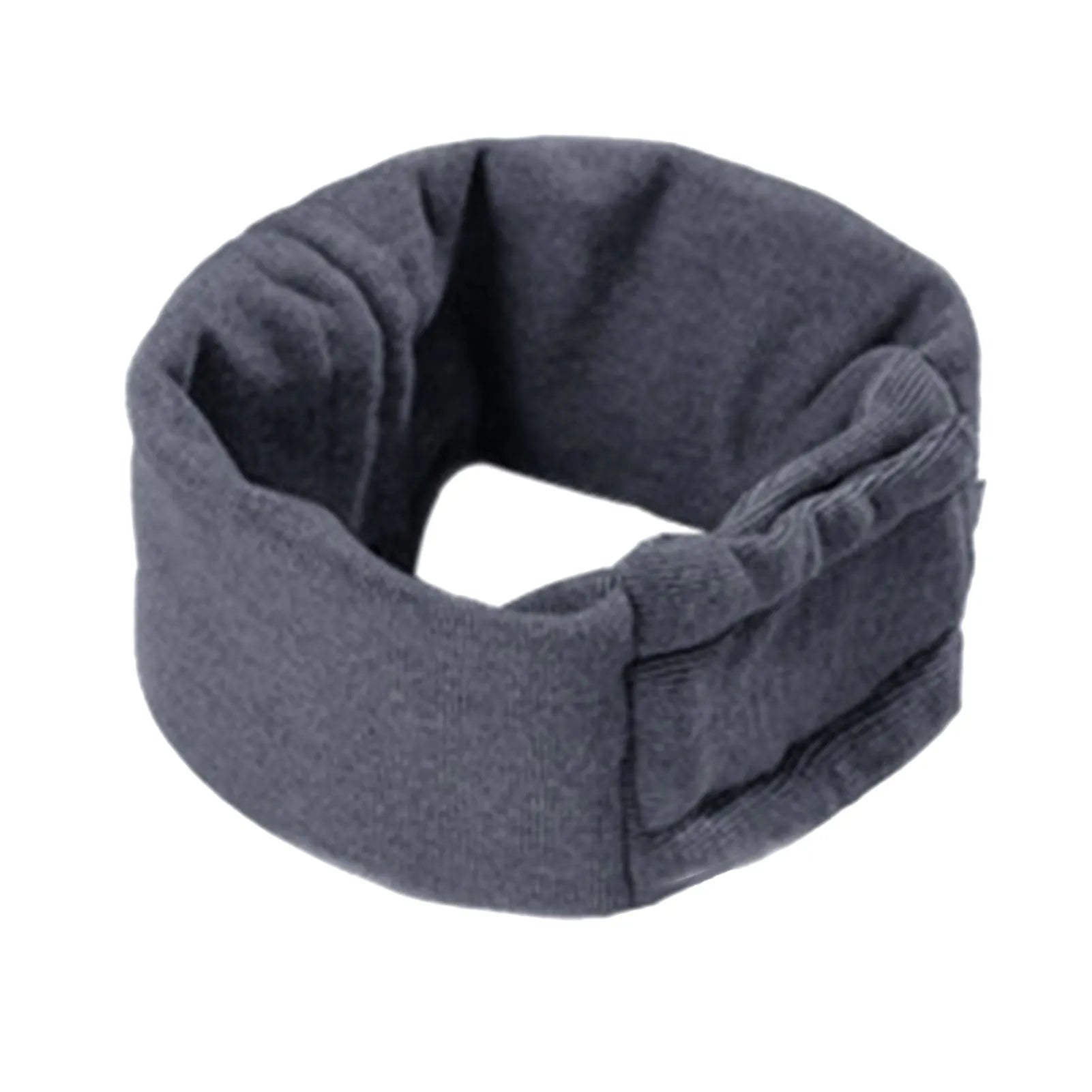 Black dog calming hoodie with ear covers on a pet, showing its multi-purpose use as a head warp and scarf.