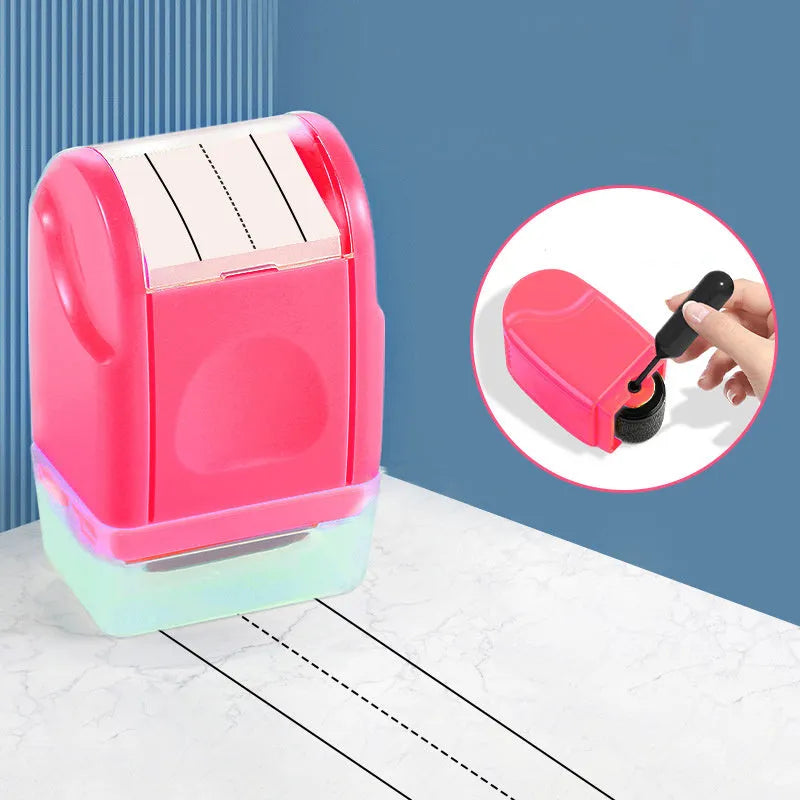 Plastic English line roller seal in rectangular shape with photosensitive stamping function