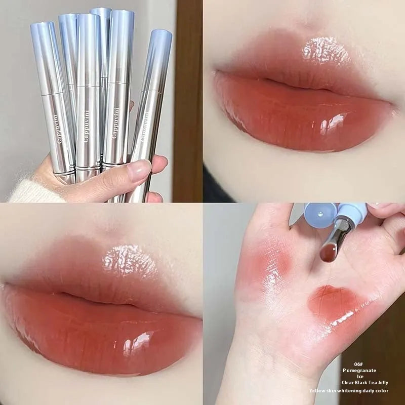 Mirror Water Light Lipstick in six colours including Almond Ice and Pomegranate Ice.