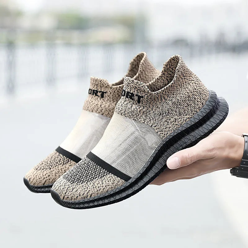 Casual Flyknit sock shoes in multiple colours with lace-up design and MD sole