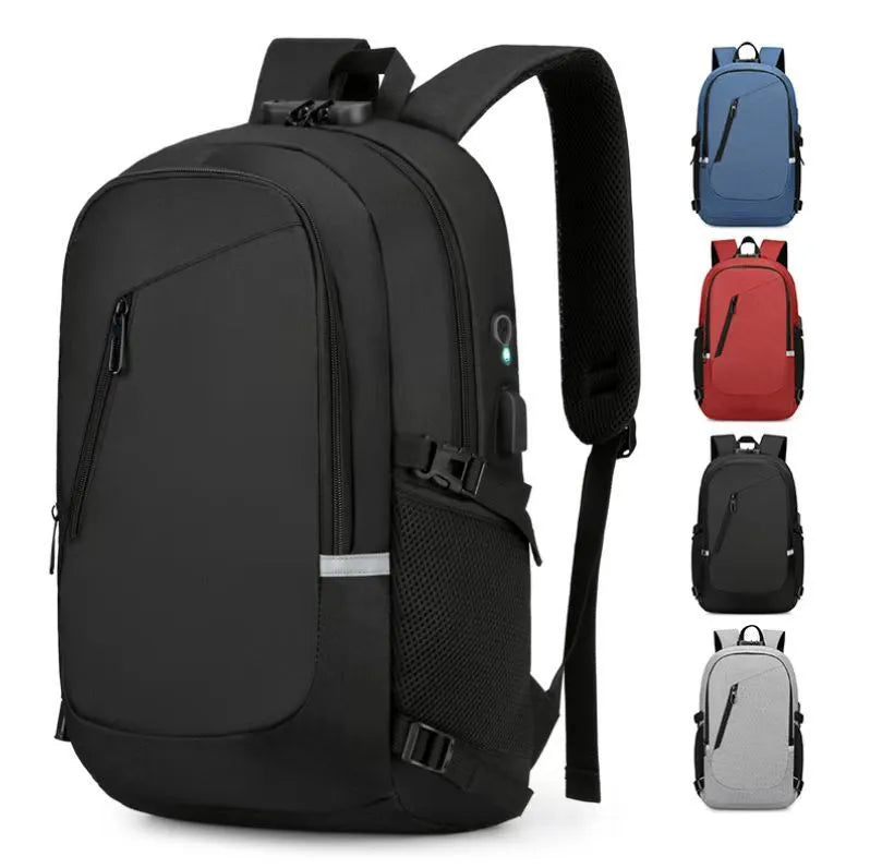 Solid colour Oxford cloth computer backpack with 20-35L capacity for men and women