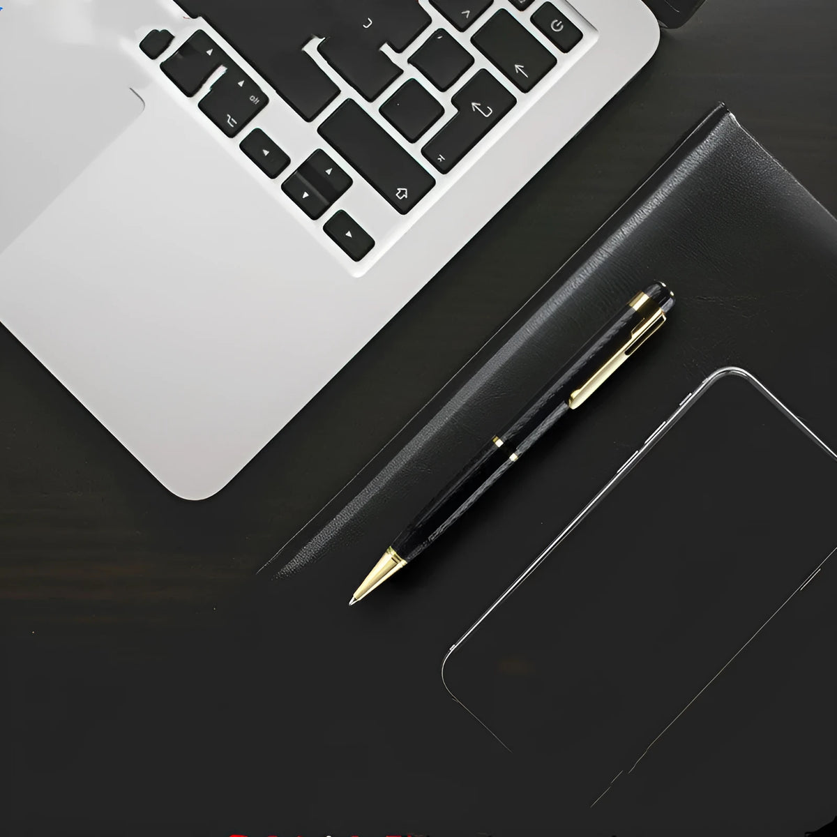 Black pen-shaped digital voice recorder with zinc alloy shell next to included headset and data cable.
