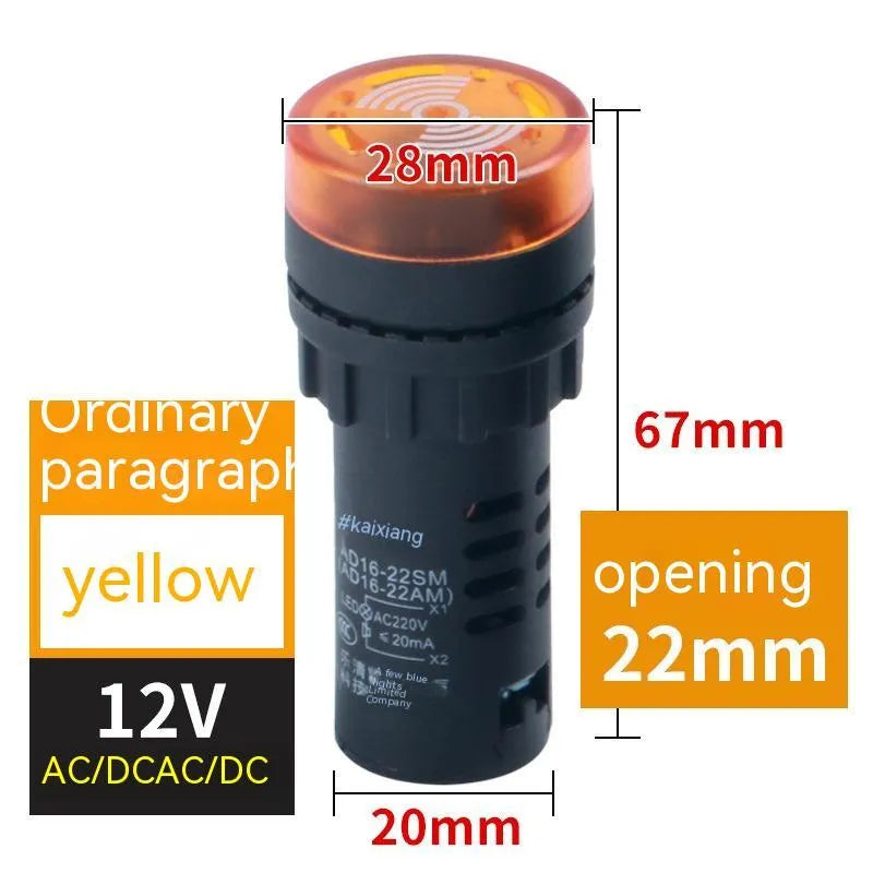AD16-22SM red LED flashing sound and light buzzer for 22mm panel mounting.