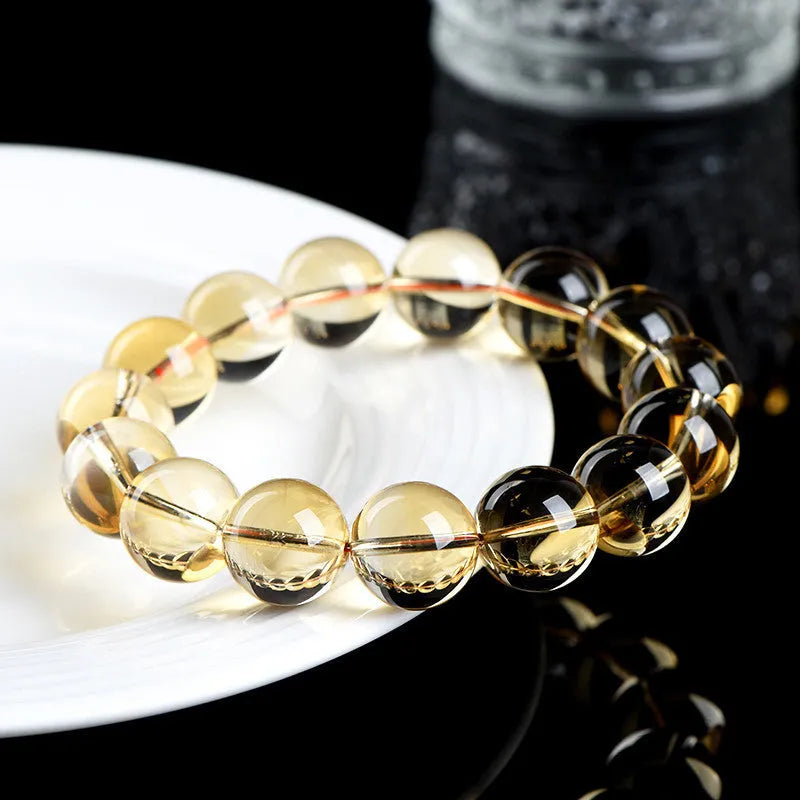 Natural citrine scattered beads ball bracelet showing polished gemstone beads in an original design.