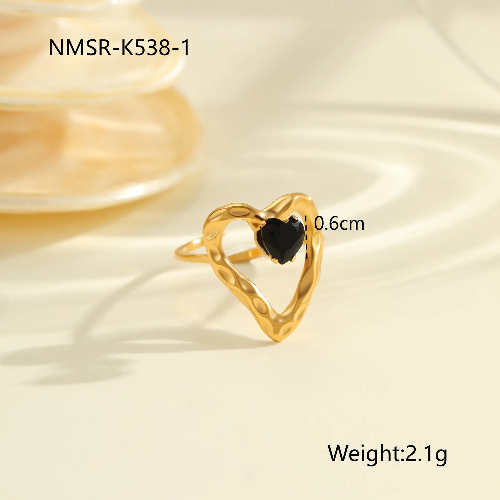 Adjustable geometric stainless steel ring with zircon inlays for women