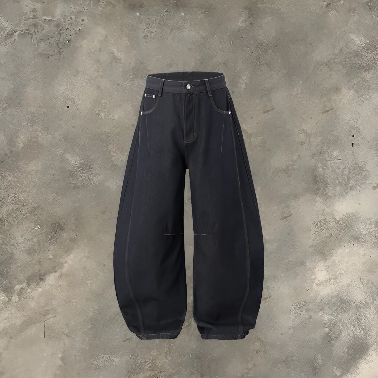 Men's wide leg denim trousers in original cow colour with mid waist design