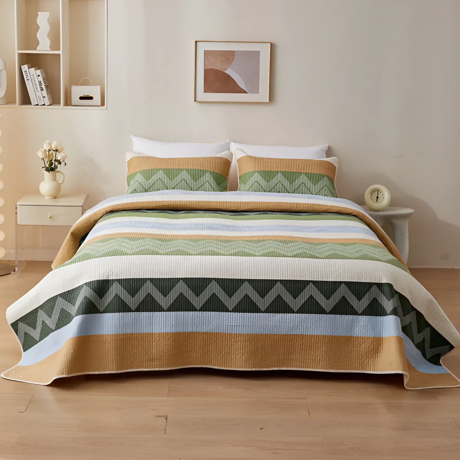Pure cotton printed bed sheet three-piece set in modern simplicity style for 2.2 metre beds