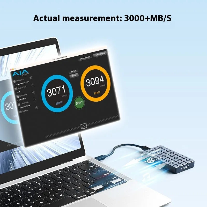 Silver aluminium USB4 hard disk box for M.2 NVMe SSDs with 40Gbps speed