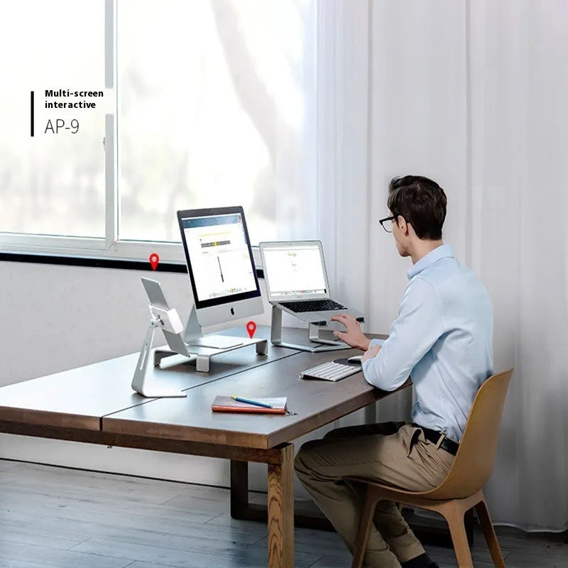 Aluminium alloy laptop desktop riser in black or silver colour with 18.5cm height
