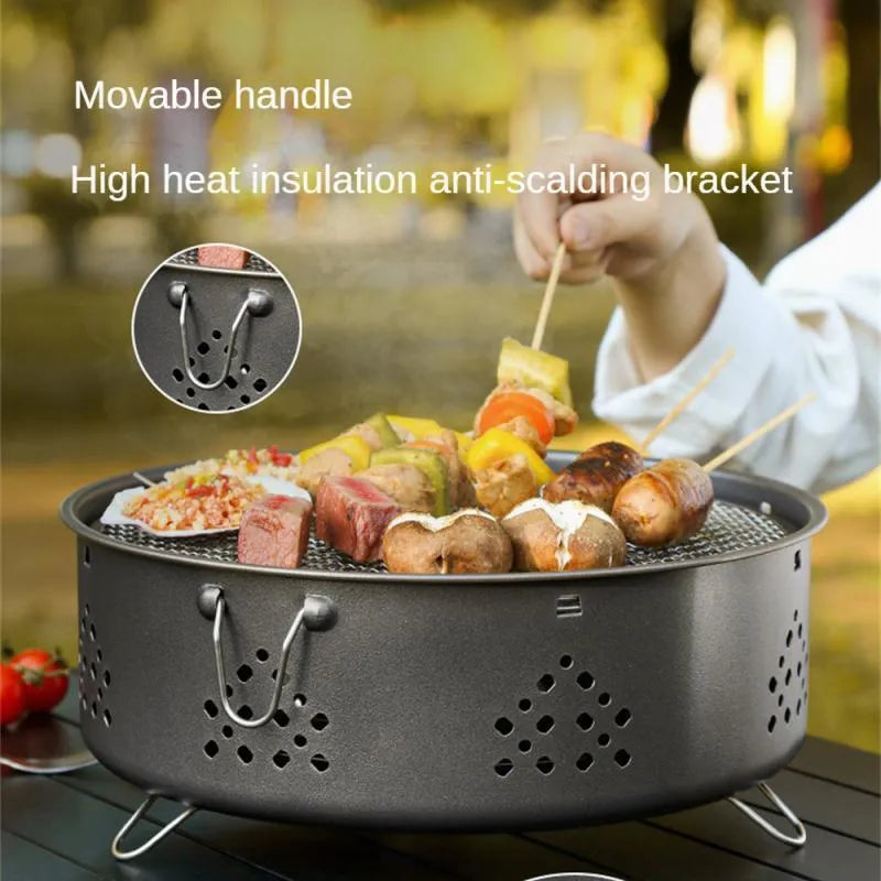 Portable stainless steel charcoal barbecue grill with detachable design and storage bag