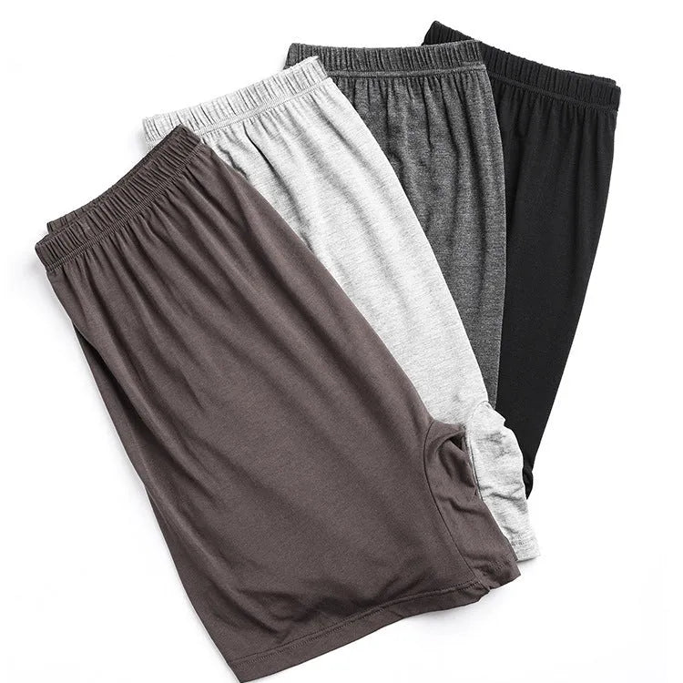Men's solid colour high-waist boxer shorts in modal fabric, shown in black, on a plain background