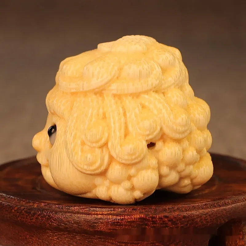 5cm solid bamboo carving golden toad princess ornament for home decoration