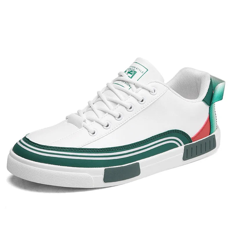 Men's breathable canvas shoes with section mesh design in beige, white and green colour options