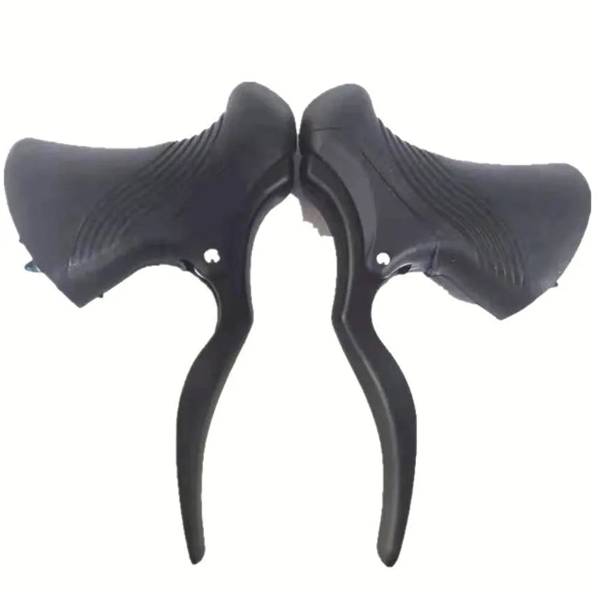 Aluminium alloy road bicycle brake handle pair in black or black silver, for 22.2mm and 23.8mm handlebars.