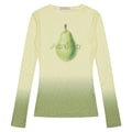 Women's gradient flower long-sleeved T-shirt in yellow green or light pink colour