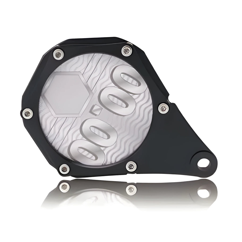 Black carbon fibre pattern motorcycle tax seal with six-corner screw