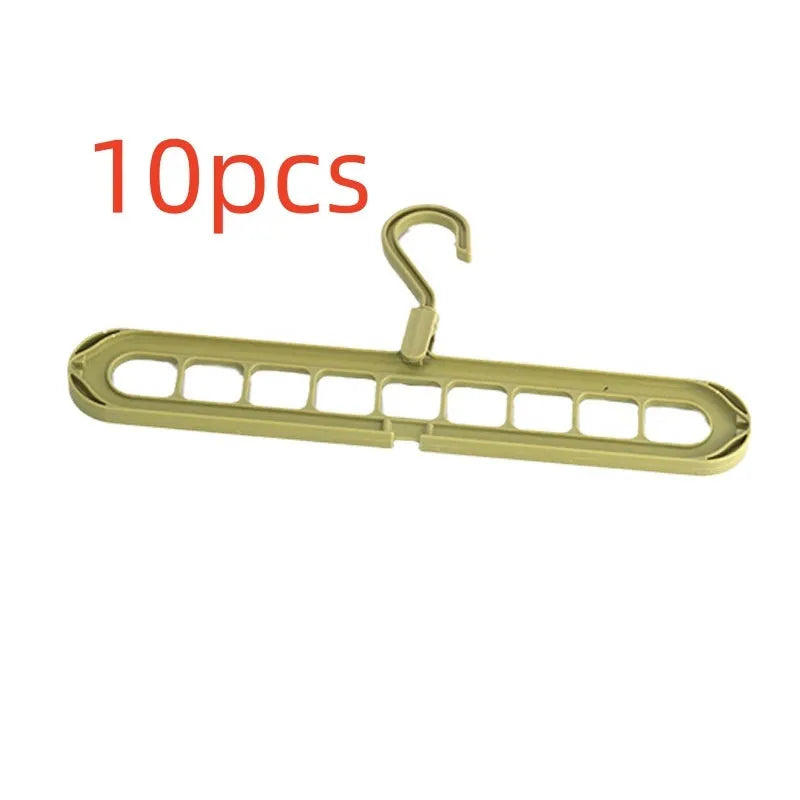 Plastic nine-hole folding trouser hanger in beige, blue, grey, green, or pink colour