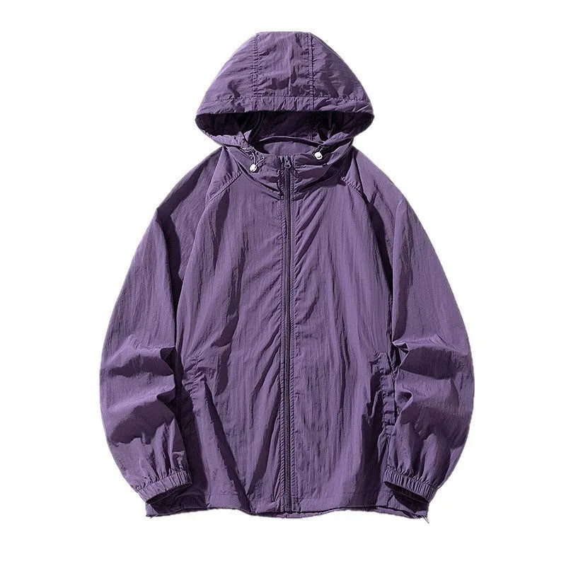 Loose fit nylon blend sports jacket for men and women shown in a choice of nine colours including black, navy, and wine red.