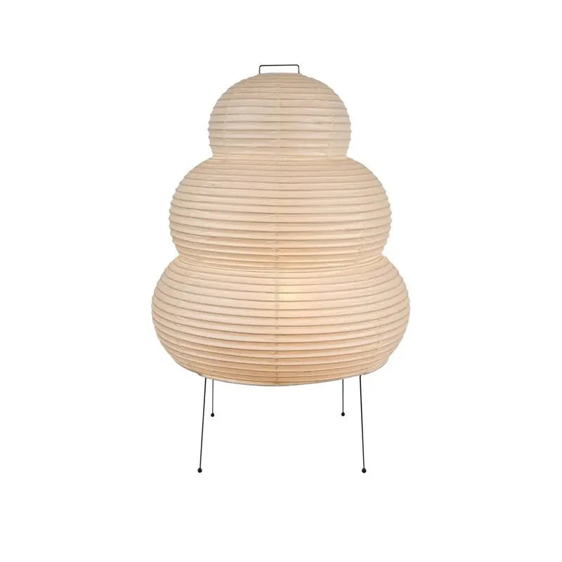 Japanese style handmade rice paper table lamp with aluminium base and dimmable lighting