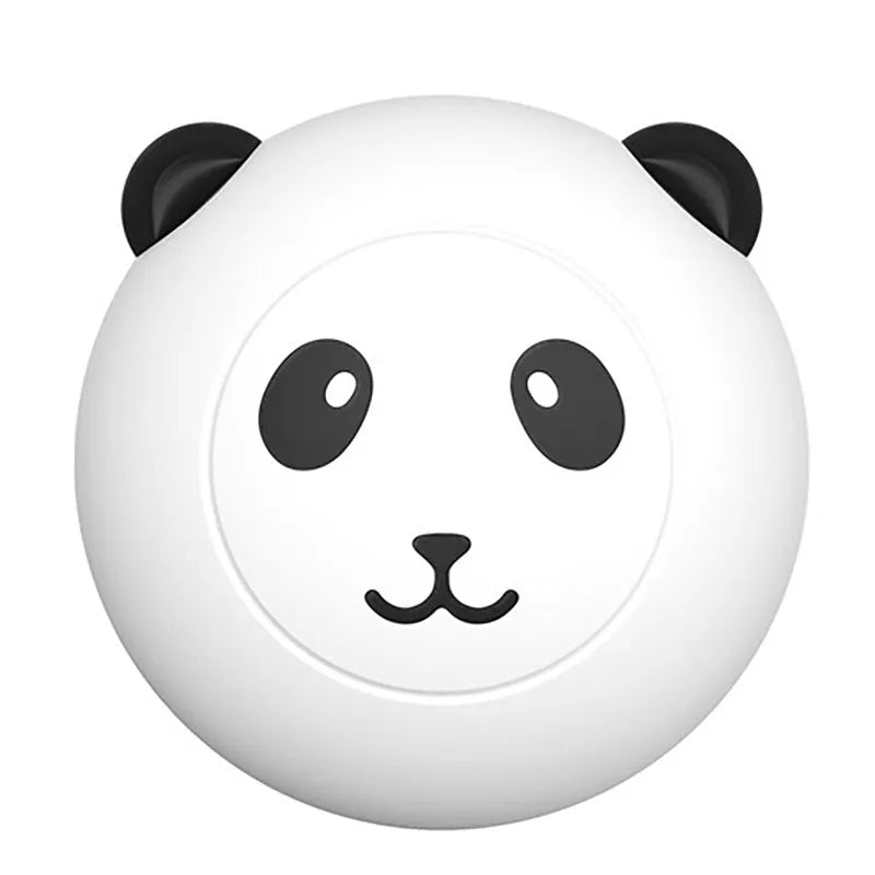 Panda-shaped silicone pet bath brush with soft bristles for cleaning dogs and cats.