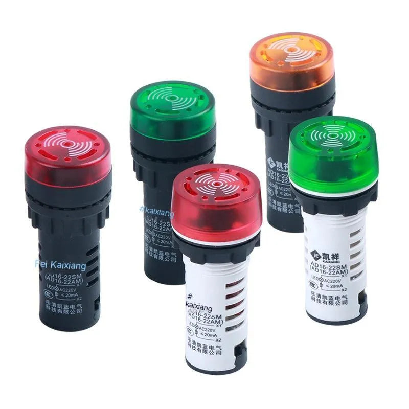 AD16-22SM red LED flashing sound and light buzzer for 22mm panel mounting.