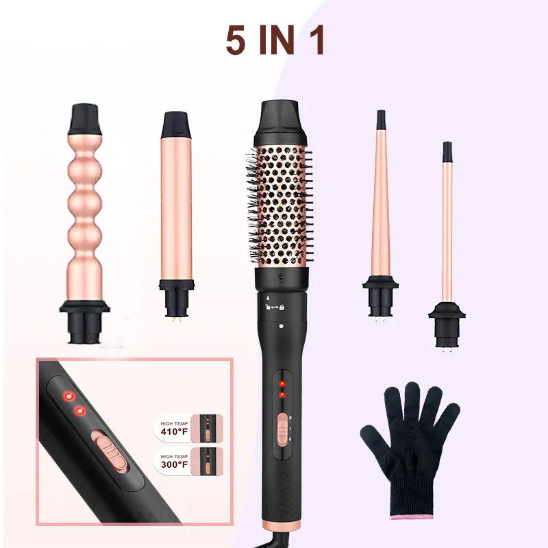 Three-tube water wave hair curler styling tool with AC power cord