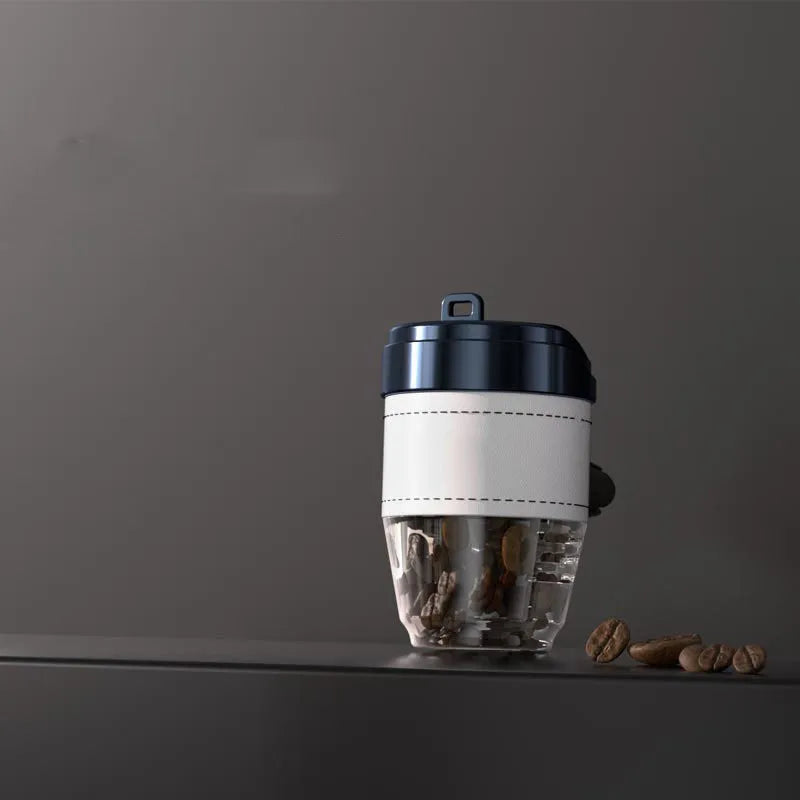 Cup-shaped car air freshener with coffee beans fragrance in plastic housing
