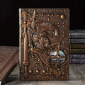 A5 leather notebook with 3D warriors relief embossed design in bronze colour option
