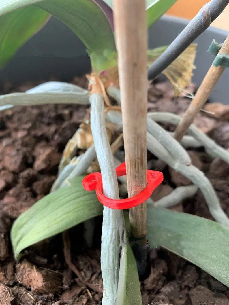 Colourful cat-shaped plastic plant clip for garden stem support