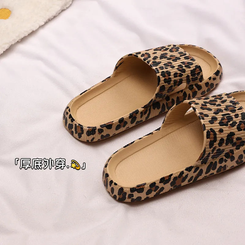 Leopard print slippers with thick EVA sole in various animal pattern colours