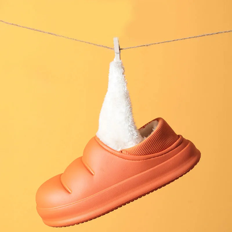 Couple cotton slippers in multiple colours with EVA waterproof construction and plush lining