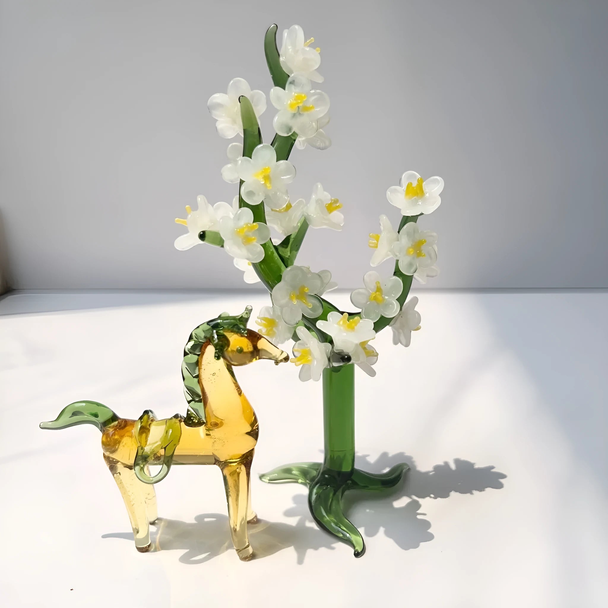 Brown and white glazed horse office decoration ornament with modern simplicity style