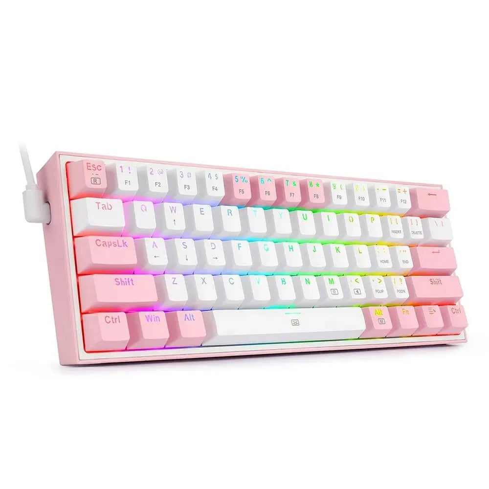 K617 mechanical keyboard with RGB lighting in white pink colour option showing multimedia keys