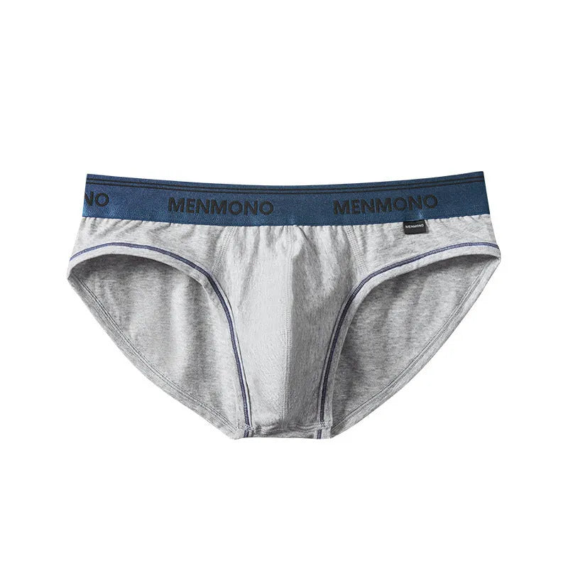 Men's low-waist cotton briefs in a solid two-tone colour on a white background.