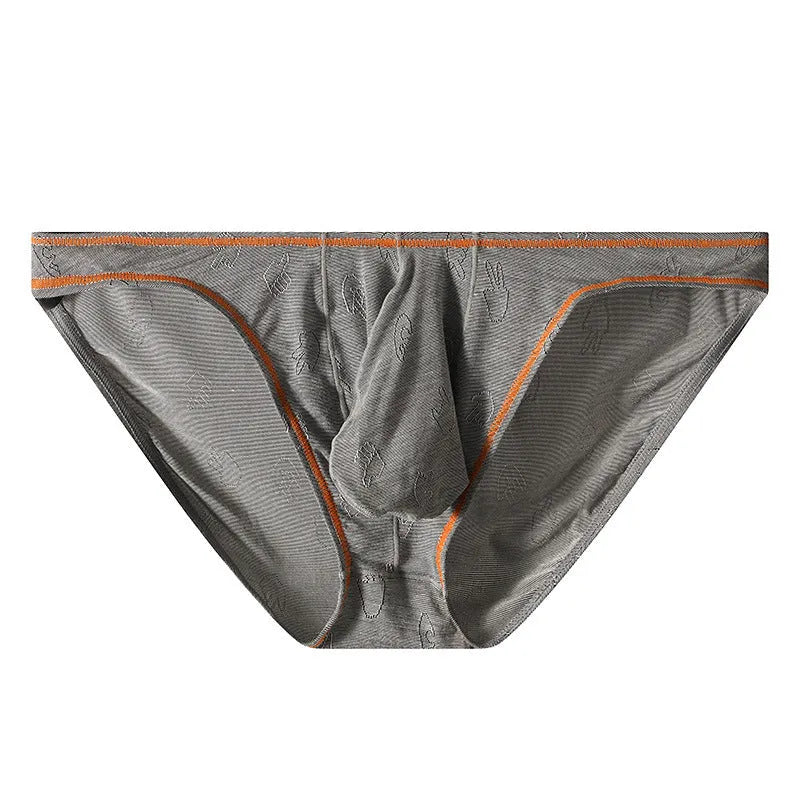Men's modal ice silk underwear briefs in dark gray and blue with butt-lift hip shaping design