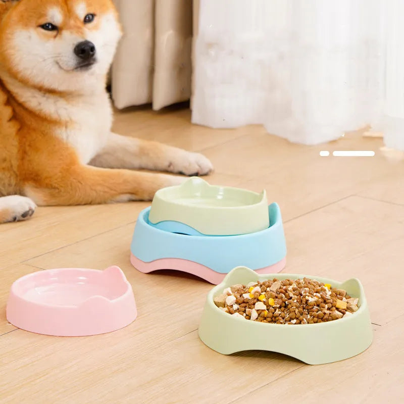 Blue ceramic dog slow feeder bowl with maze pattern for slowing eating pace