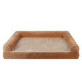Square can design sponge dog bed in blue colour showing breathable mattress construction