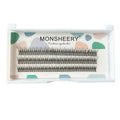 Black v-shaped fairy fishtail false eyelashes with thick segments on a clear band.