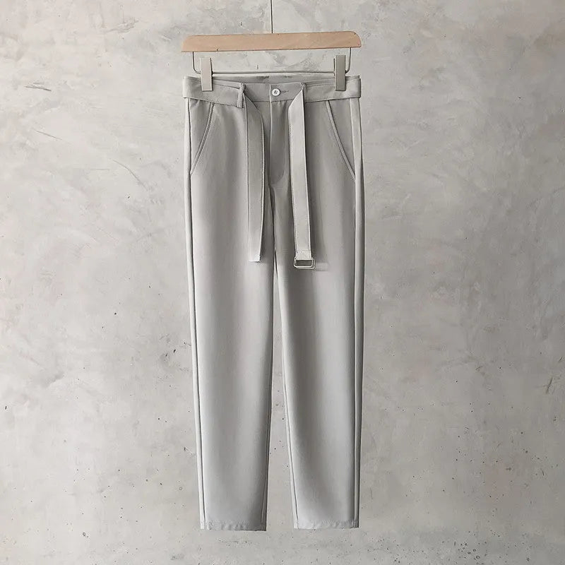 Boys slim straight trousers in wool blend fabric with tapered leg business casual design