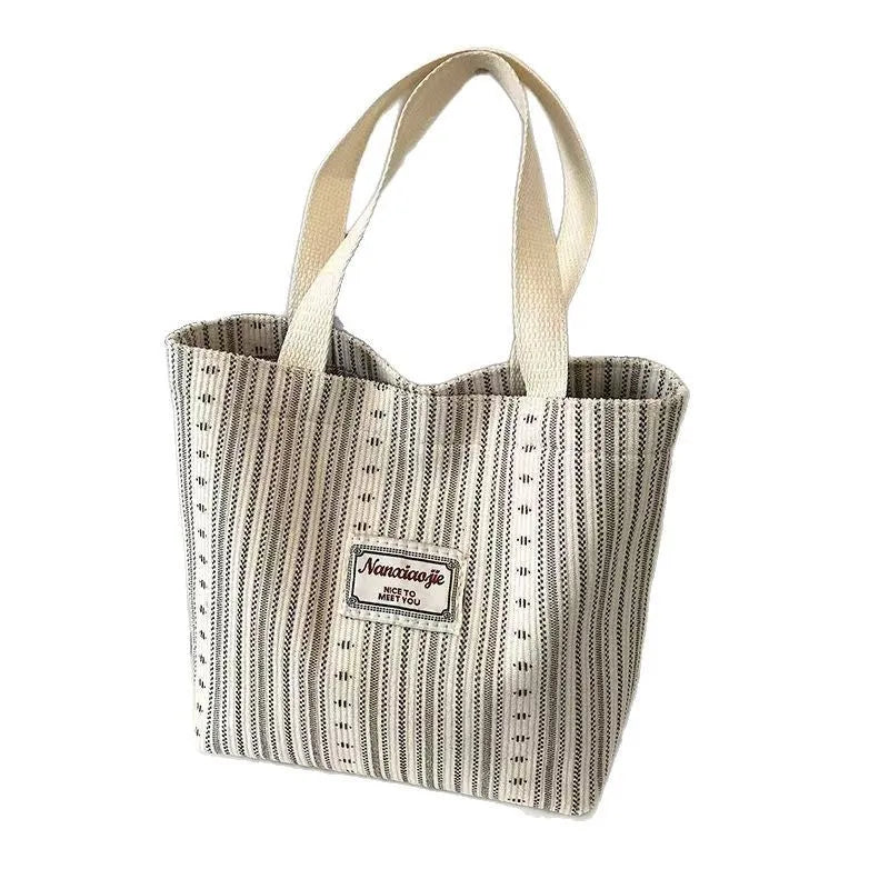 Japanese style corduroy crossbody bag with ins lining in dark brown colour