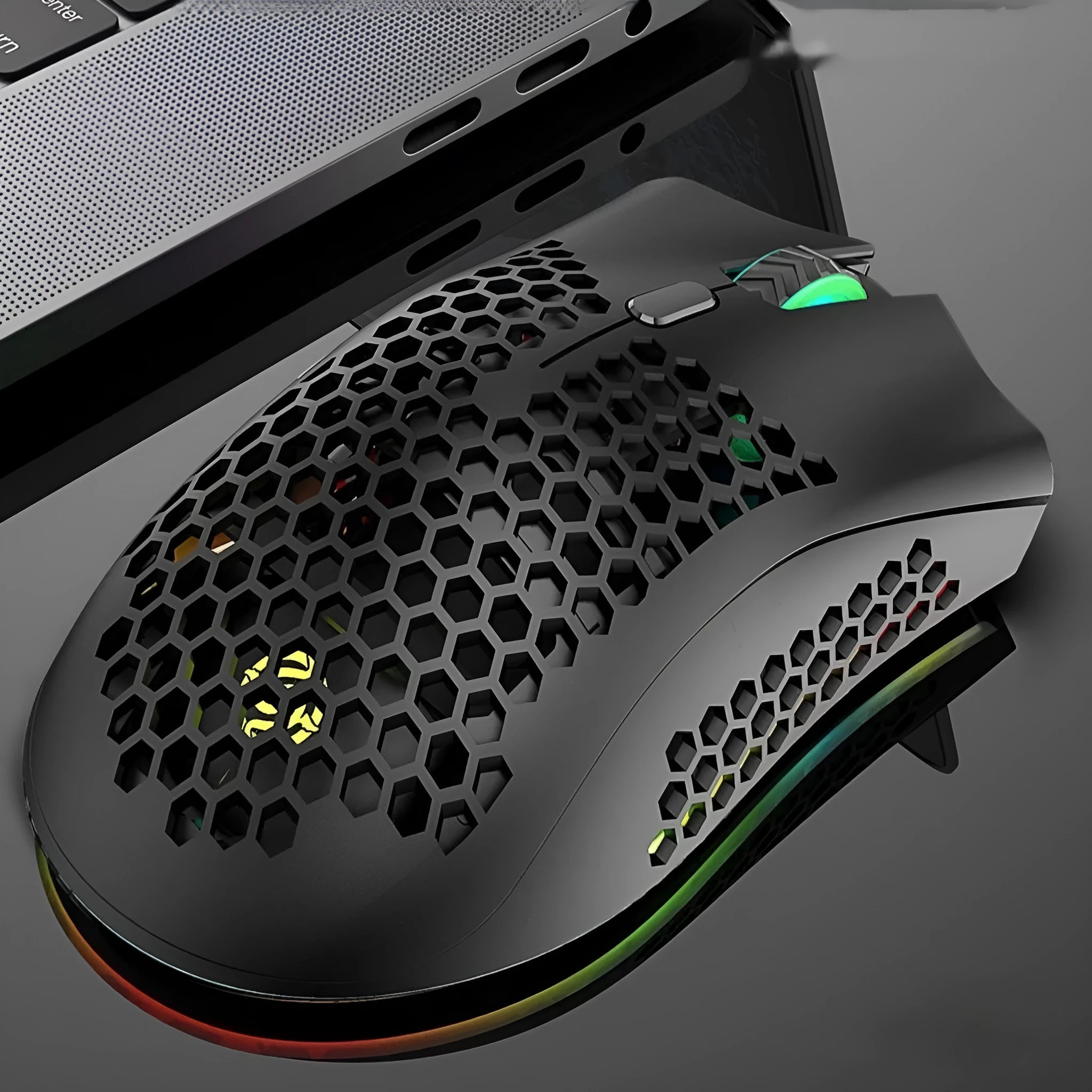BM600 hollow out wireless mouse with luminous charging in black, cyan or white colours