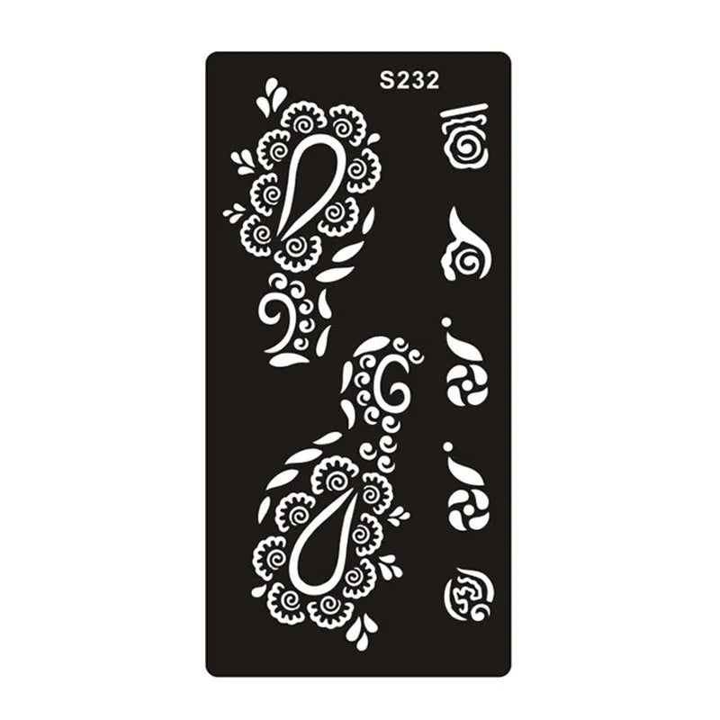 Geometric hollow tattoo template stickers on water transfer paper in multiple colours