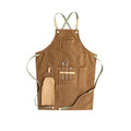 Canvas apron with cross straps in camel colour for baking and gardening work