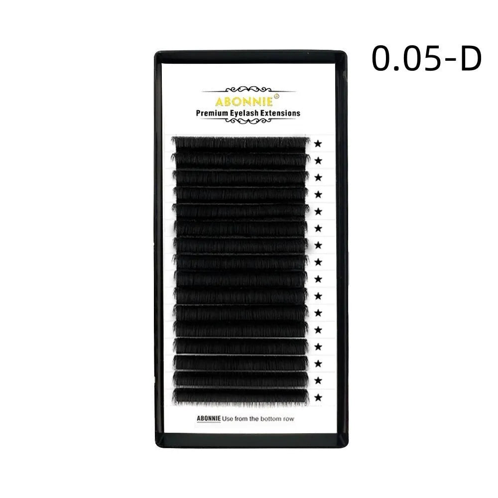 False eyelashes with 16-row dense mink hair clusters on a matte band, shown in various lengths from 8mm to 18mm.