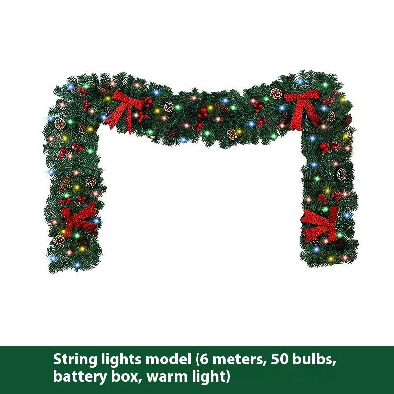 PVC rattan Christmas decorative cane with pine cone bow accent in European style design
