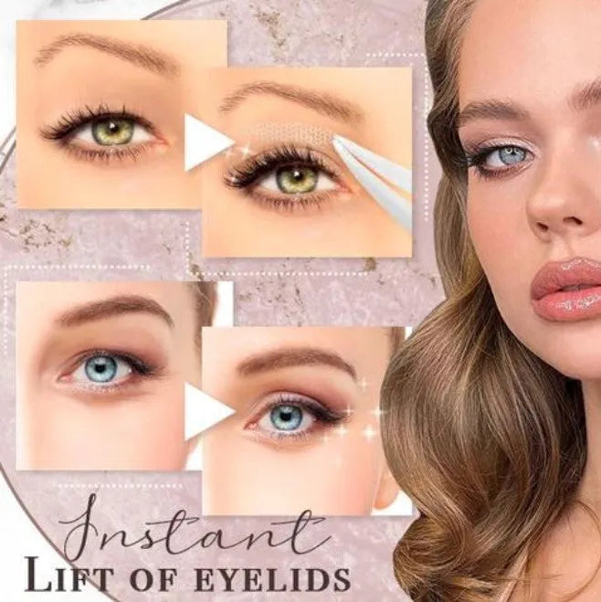 No glue eyelid sticker kit with L, M, and S size options in non-woven fabric packaging