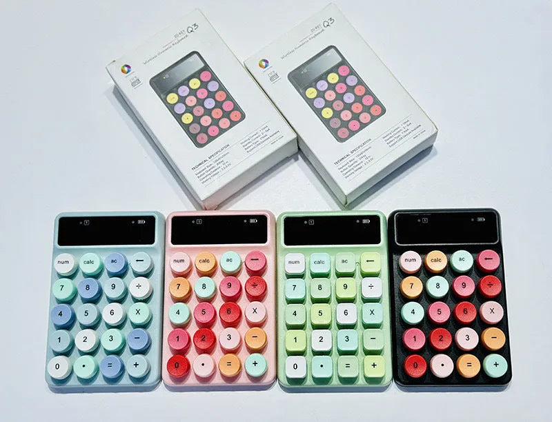 Q3 wireless digital keyboard in macaron colours with compact ABS design